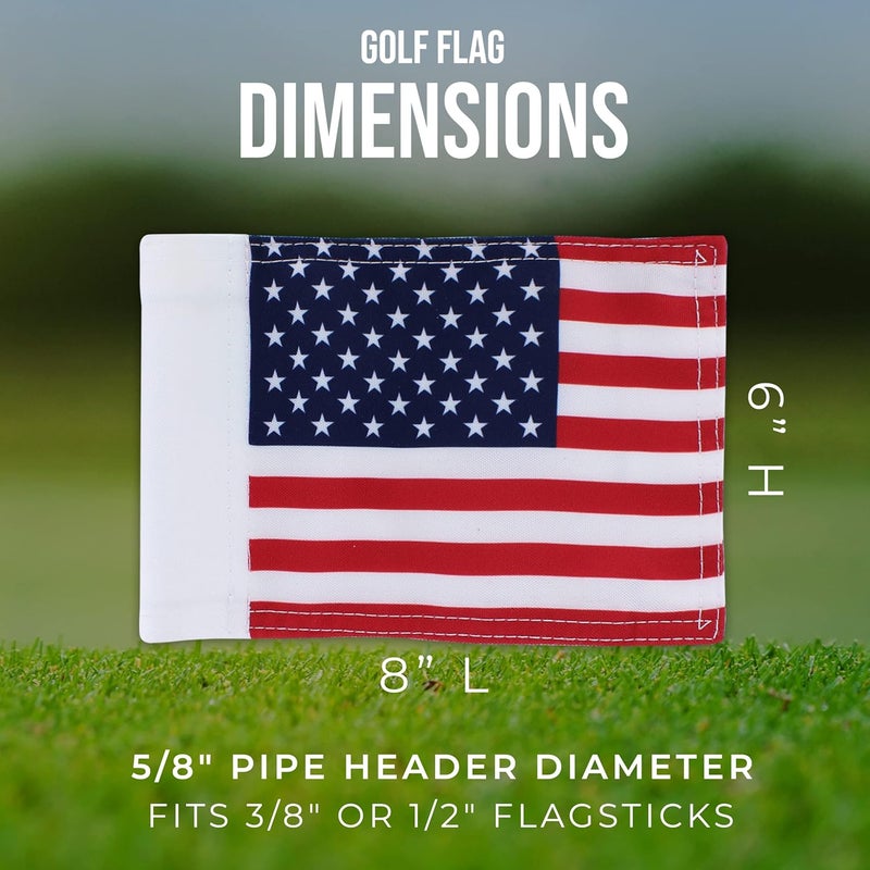 WATSY Golf Flag 8x6 Inch – 420D Nylon Double-Sided Mini Pin Flag with Tube Inset, Practice Putting Green Flags for Yard (USA 8" x 6") - Image 4